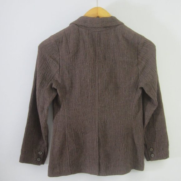 Vtg Asiatica Kansas City Womens S Brown 3/4 Sleeve Textured Blazer Jacket 32" - Picture 7 of 8